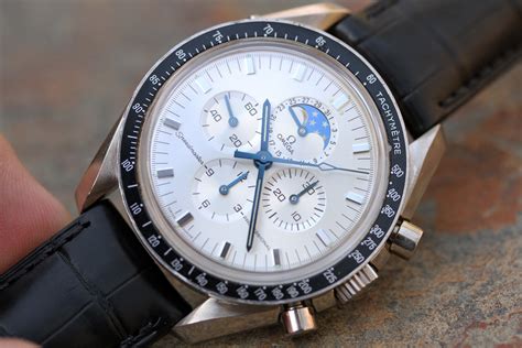 omega speedmaster white gold moonphase|omega speedmaster moonphase for sale.